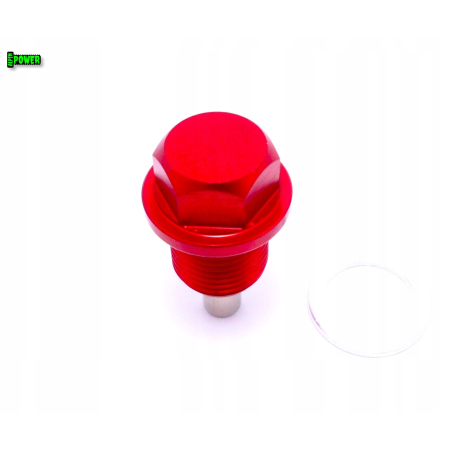 MAGNETYCZNY KOREK SPUSTOWY OLEJU M14X1,25 ALUMINIOWY ANODOWANY CZERWONY