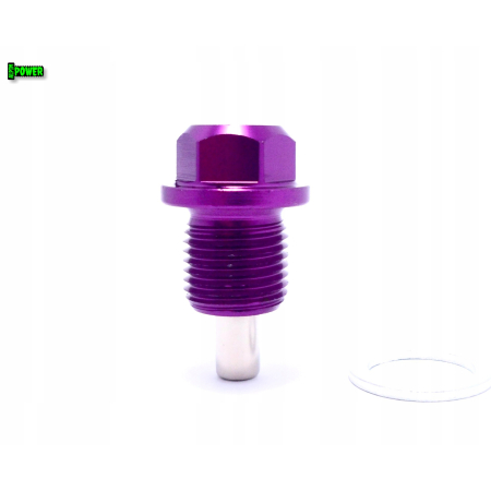 MAGNETYCZNY KOREK SPUSTOWY OLEJU M14X1,25 ALUMINIOWY ANODOWANY FIOLETOWY