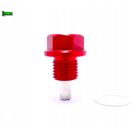 MAGNETYCZNY KOREK SPUSTOWY OLEJU M14X1,5 ALUMINIOWY 6061 ANODOWANY CZERWONY