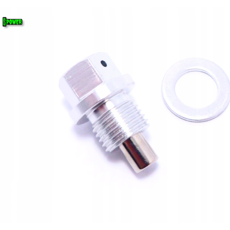 MAGNETYCZNY KOREK SPUSTOWY OLEJU M14X1,5 ALUMINIOWY SREBNY