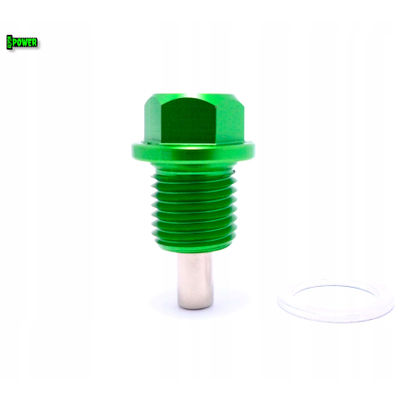 MAGNETYCZNY KOREK SPUSTOWY OLEJU M14X1,5 ALUMINIOWY 6061 ANODOWANY ZIELONY