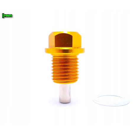 MAGNETYCZNY KOREK SPUSTOWY OLEJU M14X1,5 ALUMINIOWY 6061 ANODOWANY ZŁOTY