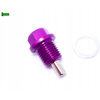 MAGNETYCZNY KOREK SPUSTOWY OLEJU M14X1,5 ALUMINIOWY ANODOWANY FIOLETOWY