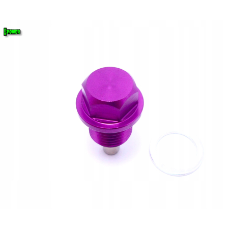 MAGNETYCZNY KOREK SPUSTOWY OLEJU M14X1,5 ALUMINIOWY ANODOWANY FIOLETOWY