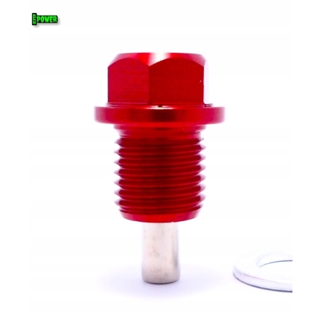 MAGNETYCZNY KOREK SPUSTOWY OLEJU M14X1,5 ALUMINIOWY CZERWONY