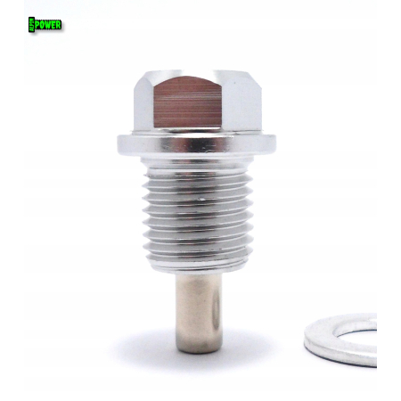 MAGNETYCZNY KOREK SPUSTOWY OLEJU M14X1,5 SREBNY ALUMINIOWY