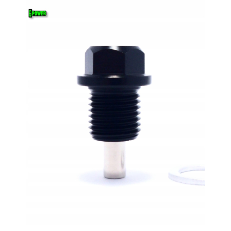 MAGNETYCZNY KOREK SPUSTOWY OLEJU M14X1,5 CZARNY ALUMINIOWY