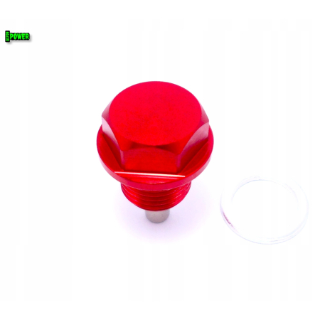 MAGNETYCZNY KOREK SPUSTOWY OLEJU M16X1,5 ALUMINIOWY CZERWONY