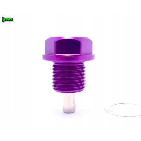 MAGNETYCZNY KOREK SPUSTOWY OLEJU M16X1,5 ALUMINIOWY FIOLETOWY