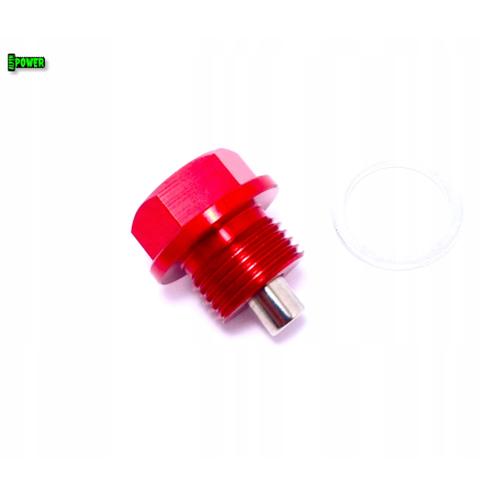 MAGNETYCZNY KOREK SPUSTOWY OLEJU M18X1,5 ALUMINIOWY 6061 CZERWONY
