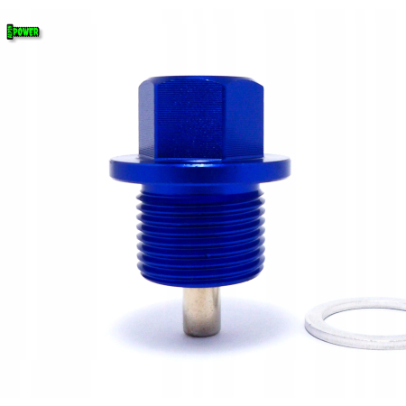 MAGNETYCZNY KOREK SPUSTOWY OLEJU M20X1,5 ALUMINIOWY ANODOWANY NIEBIESKI