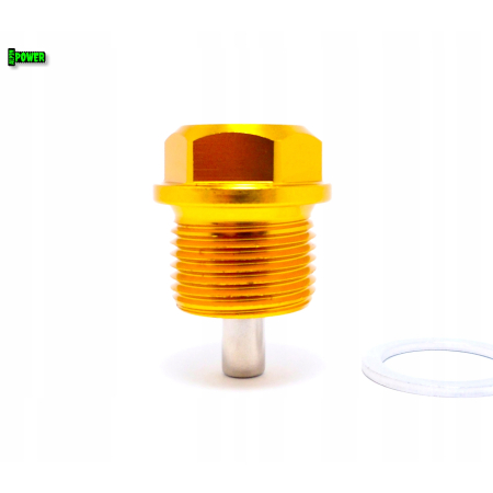 MAGNETYCZNY KOREK SPUSTOWY OLEJU M20X1,5 ALUMINIOWY 6061 ZŁOTY