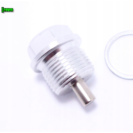 MAGNETYCZNY KOREK SPUSTOWY OLEJU M20X1,5 ALUMINIOWY SREBNY