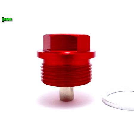 MAGNETYCZNY KOREK SPUSTOWY OLEJU M24X1,5 ALUMINIOWY 6061 CZERWONY