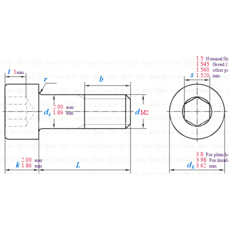 M2x12 śruba tytanowa imbusowa din 912 iso 4762 tytan grade 2