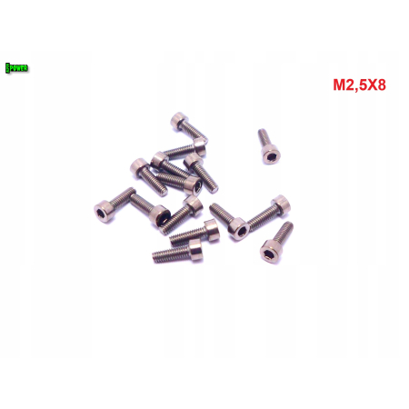 M2,5x8 śruba tytanowa imbusowa din 912 iso 4762 tytan grade 2