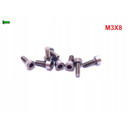 M3x8 śruba tytanowa imbusowa din 912 iso 4762 tytan grade 2