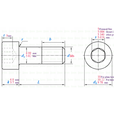 M6x10 śruba tytanowa imbusowa din 912 iso 4762 tytan grade 2