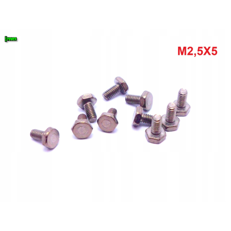 M2,5x5 śruba tytanowa sześciokątna din 933 iso 4017 tytan grade 2