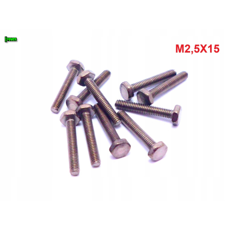 M2,5x15 śruba tytanowa sześciokątna din 933 iso4017 tytan grade 2