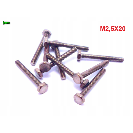 M2,5x20 śruba tytanowa sześciokątna din 933 iso4017 tytan grade 2