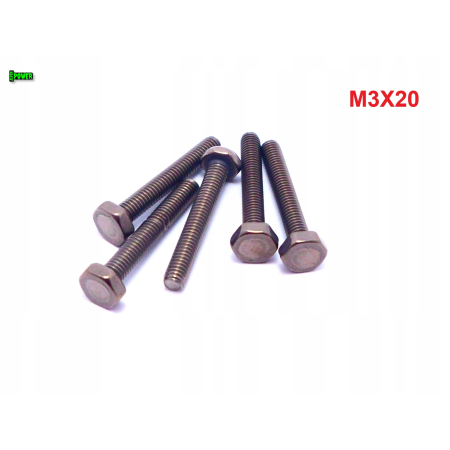 M3x20 śruba tytanowa sześciokątna din 933 iso 4017 tytan grade 2
