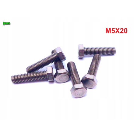 M5x20 śruba tytanowa sześciokątna din 933 iso 4017 tytan grade 2
