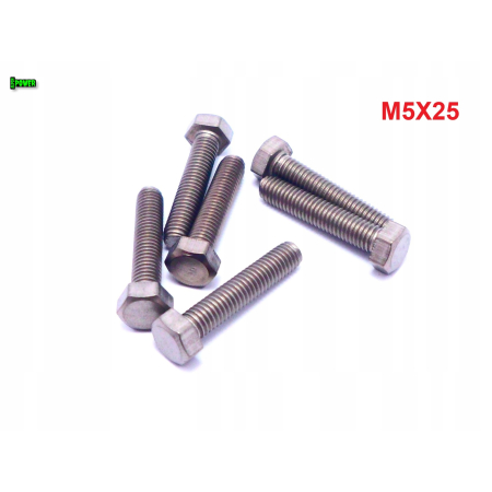 M5x25 śruba tytanowa sześciokątna din 933 iso 4017 tytan grade 2