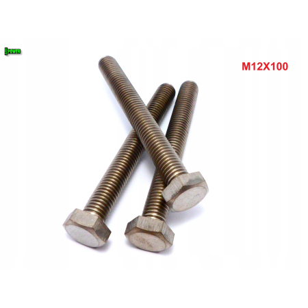 M12x100 śruba tytanowa sześciokątna din 933 iso4017 tytan grade 2