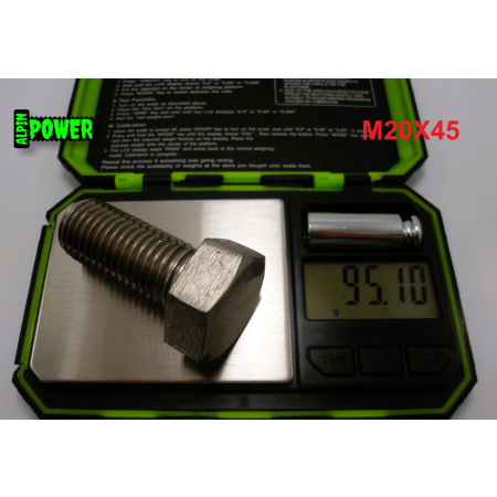 M20x45 śruba tytanowa sześciokątna din 933 iso 4017 tytan grade 2