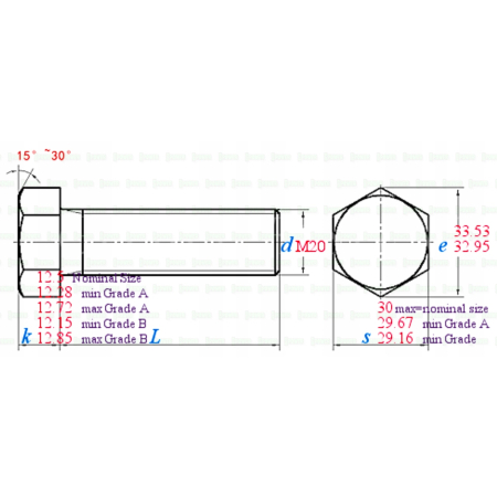 M20x75 śruba tytanowa sześciokątna din 933 iso 4017 tytan grade 2