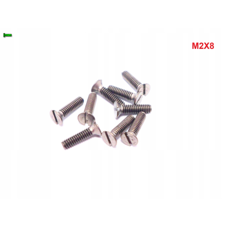 M2x8 śruba tytanowa din 963 z lbem stożkowym plaska glowica gr 2