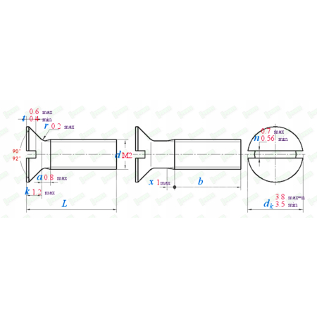 M2x12 śruba tytanowa din 963 z lbem stożkowym plaska glowica gr 2