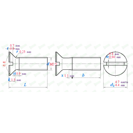 M2,5x5 śruba tytanowa din 963 z lbem stożkowym plaska glowica gr 2