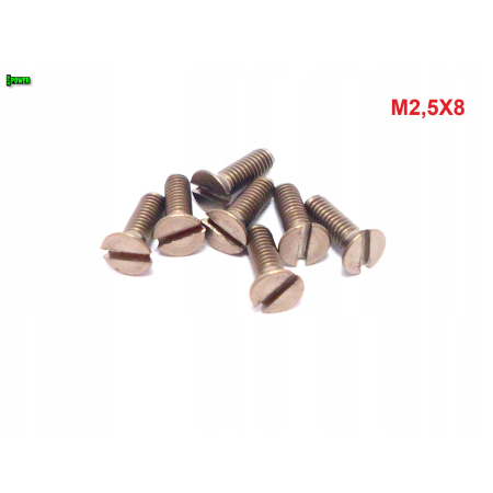 M2,5x8 śruba tytanowa din 963 z lbem stożkowym plaska glowica gr 2