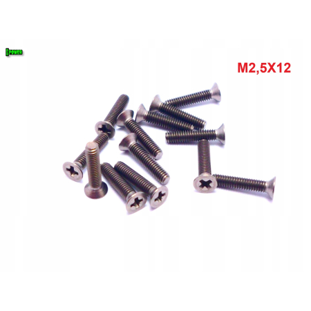 M2,5x12 śruby tytanowe din 965 śruba tytanowa stożkowa tytan grade 2