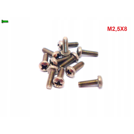M2,5x8 śruba philips tytanowa grade 2 din 7985 iso 7045 śruby tytanowe