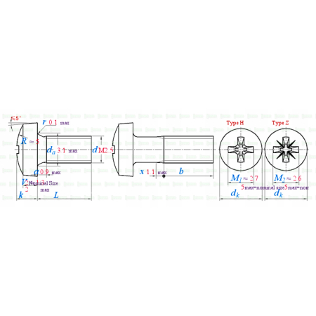 M2,5x8 śruba philips tytanowa grade 2 din 7985 iso 7045 śruby tytanowe