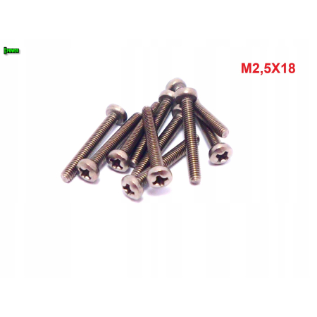 M2,5x18 śruba philips tytanowa grade 2 din 7985 iso 7045 śruby tytanowe