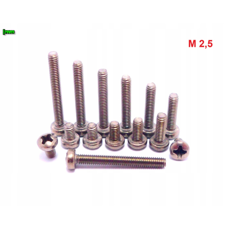 M2,5x20 śruba philips tytanowa grade 2 din 7985 iso 7045 śruby tytanowe