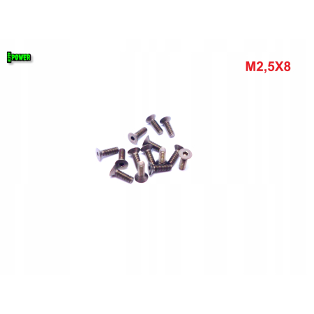 M2,5x8 śruba tytanowa imbusowa din 7991 tytan grade 2 s1,5/s2,0