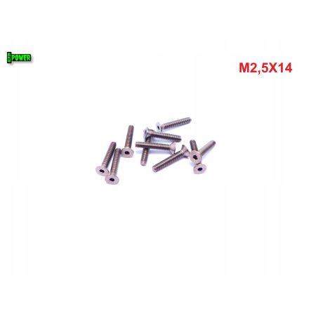 M2,5x14 śruba tytanowa imbusowa din 7991 tytan grade 2 s1,5