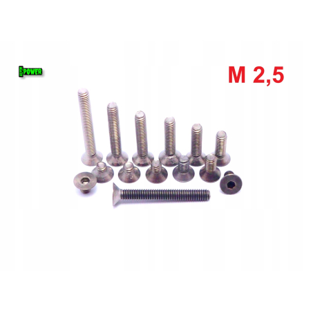 M2,5x14 śruba tytanowa imbusowa din 7991 tytan grade 2 s1,5