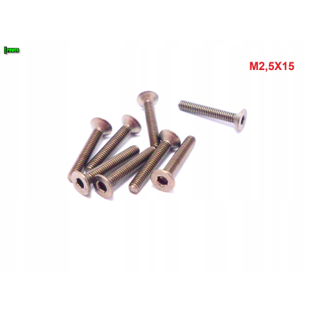 M2,5x15 śruba tytanowa z łbem stożkowym imbusowa din 7991 tytan grade 2