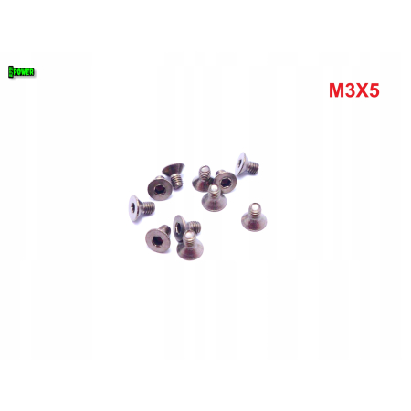 M3x5 śruba tytanowa z łbem stożkowym imbusowa din 7991 tytan grade 2