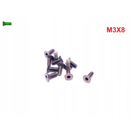 M3x8 śruba tytanowa z łbem stożkowym imbusowa din 7991 tytan grade 2