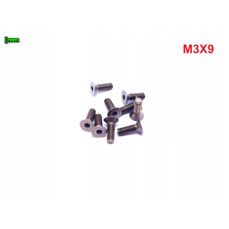 M3x9 śruba tytanowa z łbem stożkowym imbusowa din 7991 tytan grade 2