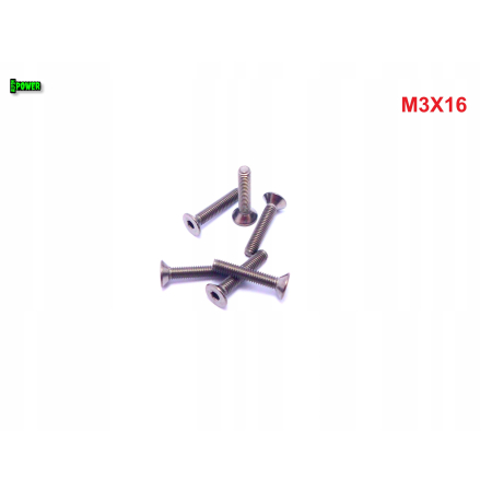 M3x16 śruba tytanowa z łbem stożkowym imbusowa din 7991 tytan grade 2