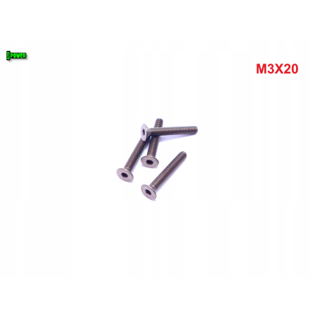 M3x20 śruba tytanowa z łbem stożkowym imbusowa din 7991 tytan grade 2