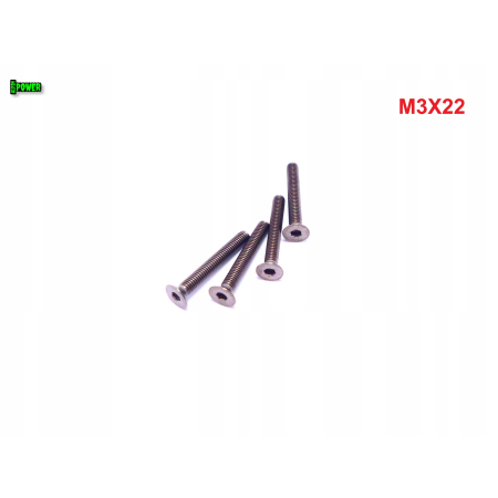 M3x22 śruba tytanowa z łbem stożkowym imbusowa din 7991 tytan grade 2